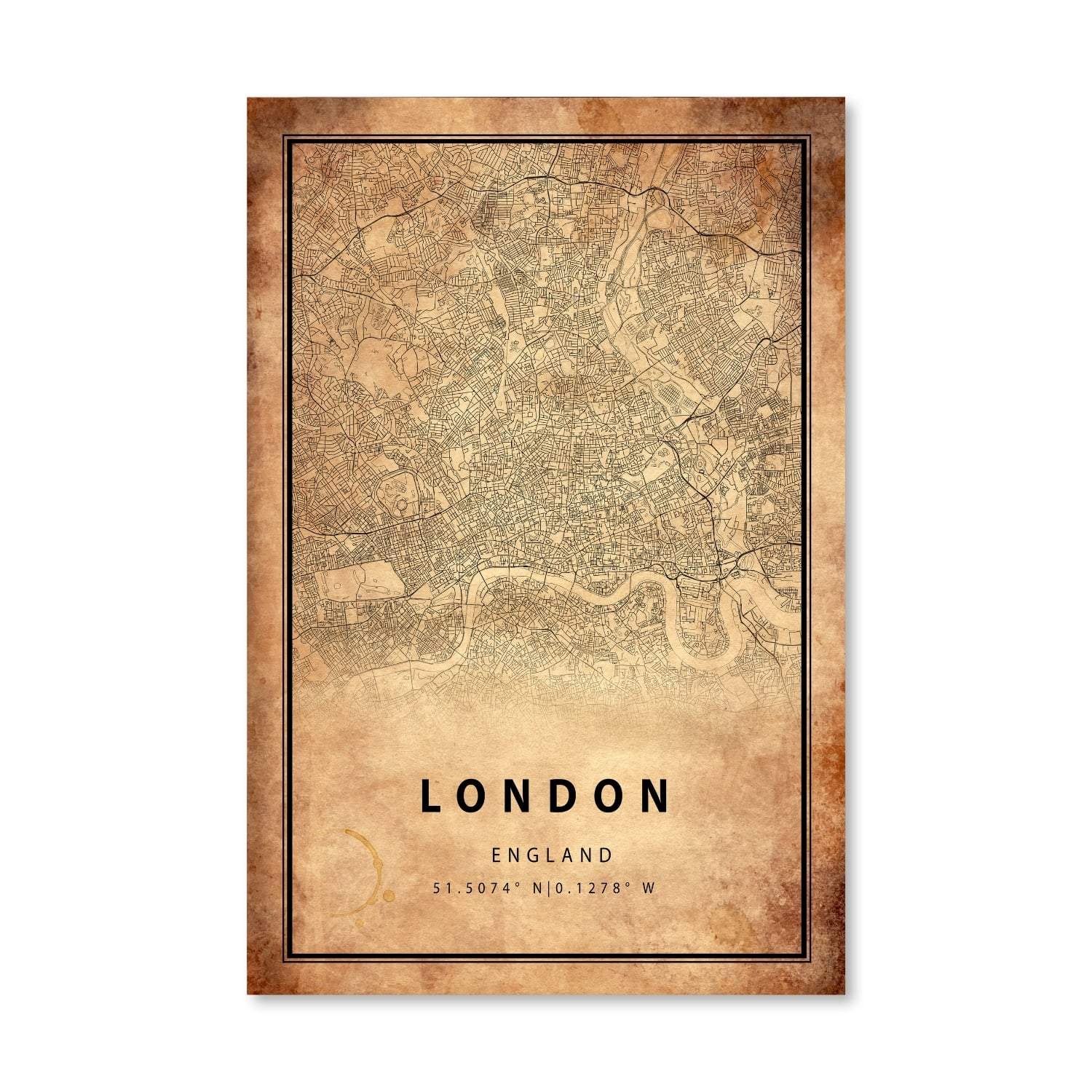 London Vintage Map Canvas Art Clock Canvas