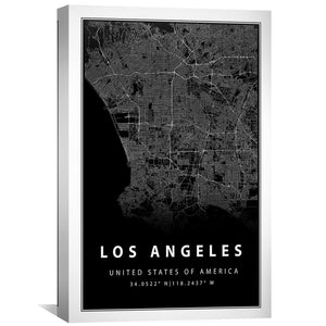 Los Angeles Black Canvas Art Clock Canvas