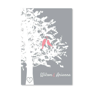 Love Birds Canvas Art 30 x 45cm / Standard Gallery Wrap Clock Canvas