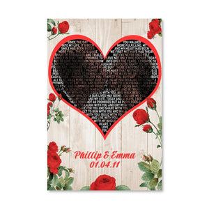 Love Poem Canvas Art 30 x 45cm / Standard Gallery Wrap Clock Canvas