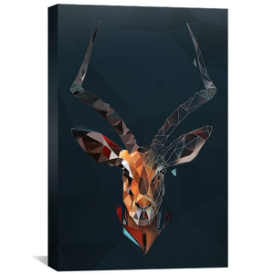 Low Poly Antelope Dark Canvas Art Clock Canvas