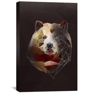 Low Poly Bear Dark Canvas Art Clock Canvas