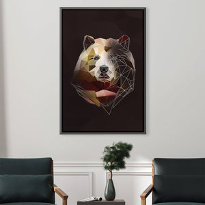 Low Poly Bear Dark Canvas Art 30 x 45cm / Unframed Canvas Print Clock Canvas