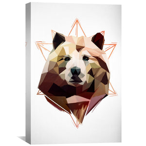 Low Poly Bear Light Canvas Art Clock Canvas