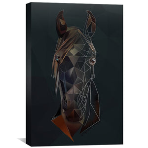 Low Poly Black Horse Dark Canvas Art Clock Canvas
