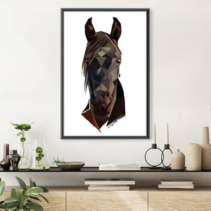 Low Poly Black Horse Light Canvas Art 30 x 45cm / Unframed Canvas Print Clock Canvas