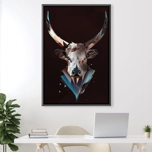 Low Poly Bull Dark Canvas Art 30 x 45cm / Unframed Canvas Print Clock Canvas
