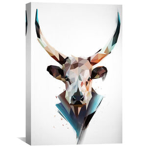 Low Poly Bull Light Canvas Art Clock Canvas