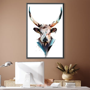 Low Poly Bull Light Canvas Art 30 x 45cm / Unframed Canvas Print Clock Canvas