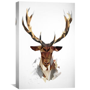 Low Poly Deer Light Canvas Art Clock Canvas