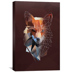 Low Poly Fox Dark Canvas Art Clock Canvas