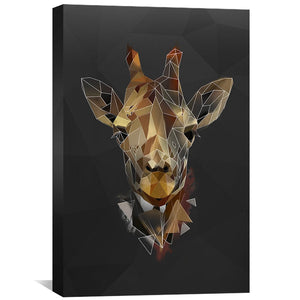 Low Poly Giraffe Dark Canvas Art Clock Canvas