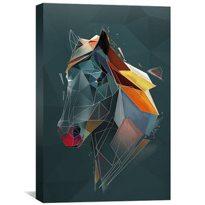 Low Poly Horse Dark Canvas Art Clock Canvas