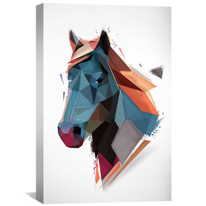 Low Poly Horse Light Canvas Art Clock Canvas