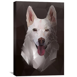 Low Poly Husky Dark Canvas Art Clock Canvas