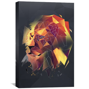 Low Poly Lion 2 Dark Canvas Art Clock Canvas