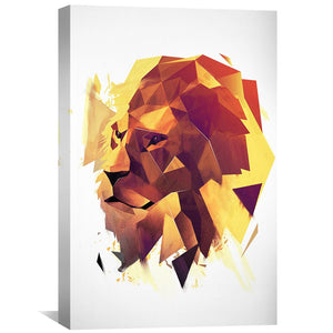 Low Poly Lion 2 Light Canvas Art Clock Canvas