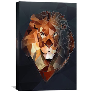Low Poly Lion Dark Canvas Art Clock Canvas