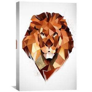 Low Poly Lion Light Canvas Art Clock Canvas