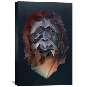 Low Poly Orangutan Dark Canvas Art Clock Canvas
