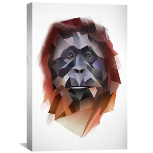 Low Poly Orangutan Light Canvas Art Clock Canvas