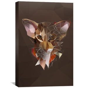 Low Poly Oriental Cat Dark Canvas Art Clock Canvas