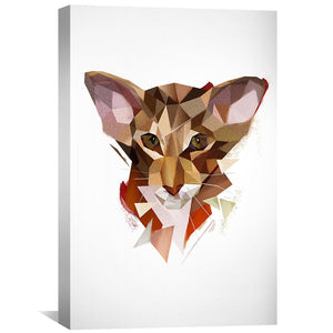 Low Poly Oriental Cat Light Canvas Art Clock Canvas