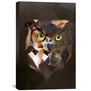 Low Poly Owl Dark Canvas Art Clock Canvas