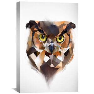 Low Poly Owl Light Canvas Art Clock Canvas