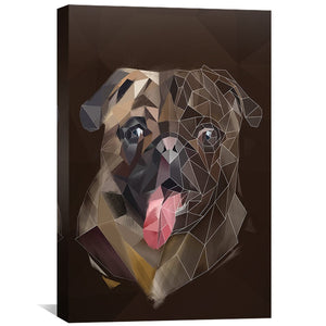 Low Poly Pug Dark Canvas Art Clock Canvas