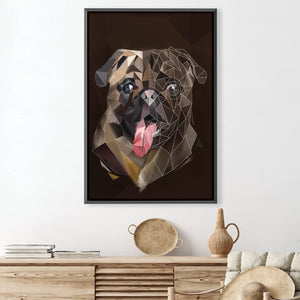 Low Poly Pug Dark Canvas Art 30 x 45cm / Unframed Canvas Print Clock Canvas