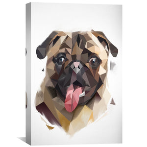 Low Poly Pug Light Canvas Art Clock Canvas