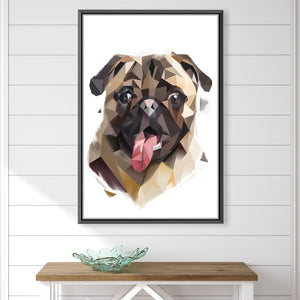 Low Poly Pug Light Canvas Art 30 x 45cm / Unframed Canvas Print Clock Canvas