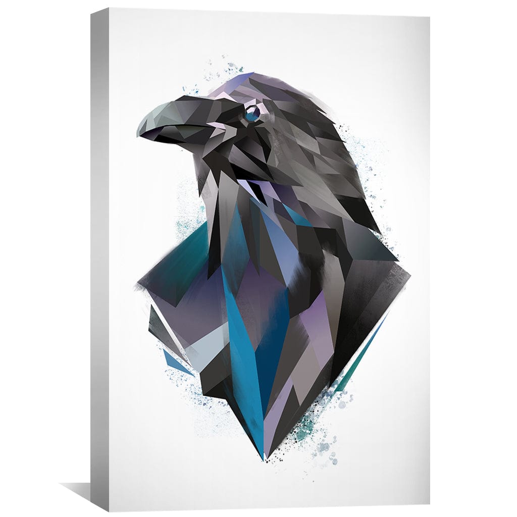 Low Poly Raven Light Canvas Art Clock Canvas