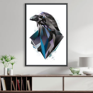 Low Poly Raven Light Canvas Art 30 x 45cm / Unframed Canvas Print Clock Canvas