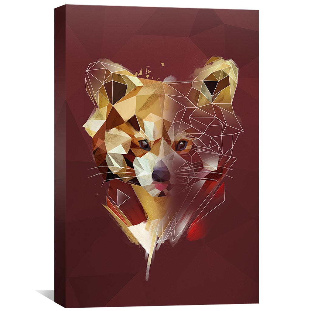Low Poly Red Panda 2 Dark Canvas Art Clock Canvas