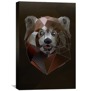 Low Poly Red Panda Dark Canvas Art Clock Canvas