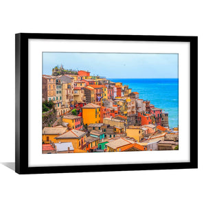 Manarola City Print Art Clock Canvas