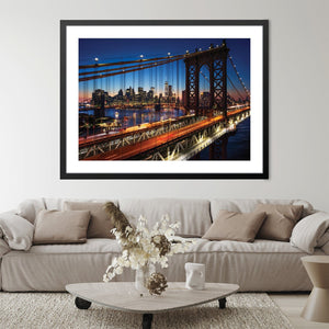 Manhattan Bridge Print Art Clock Canvas