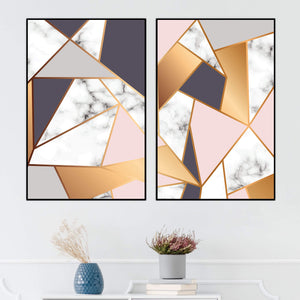 Marble Geometric Canvas Art Set of 2 / 40 x 50cm / No Board - Canvas Print Only Clock Canvas