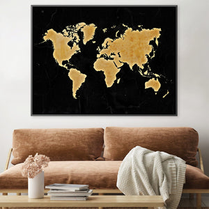 Marble World Map Canvas Art Clock Canvas