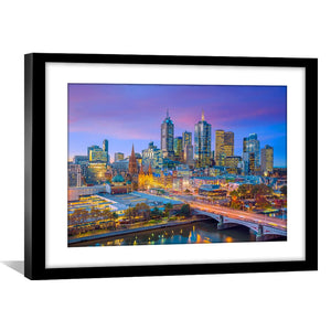 Melbourne Skyline Print Art Clock Canvas