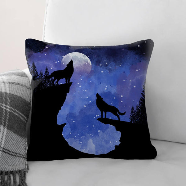 Midnight Moon Wolves Cushion