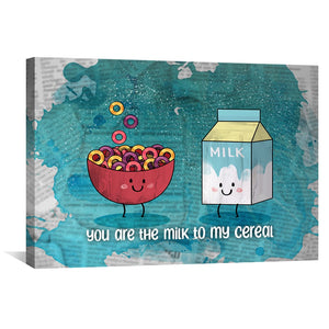 Milk and Cereal Love Canvas Art Clock Canvas