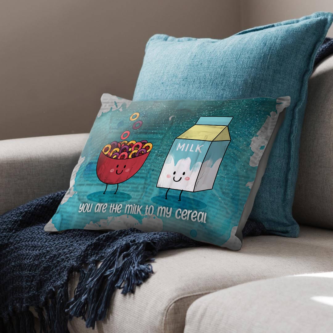 Milk and Cereal Love Cushion Cushion 48 x 33cm Clock Canvas