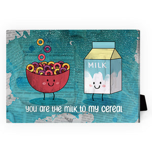 Milk and Cereal Love Desktop Canvas Desktop Canvas 18 x 13cm Clock Canvas