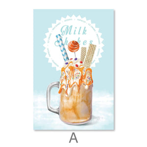 Milkshakes Canvas Art A / 30 x 45cm / Unframed Canvas Print Clock Canvas