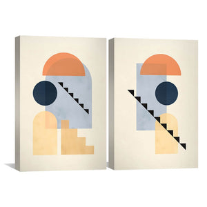 Minimal Architecture II Canvas Art Set of 2 / 30 x 45cm / Unframed Canvas Print Clock Canvas