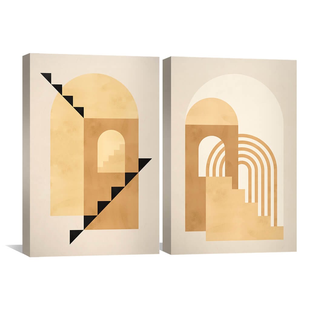 Minimal Architecture III Canvas Art Set of 2 / 30 x 45cm / Unframed Canvas Print Clock Canvas