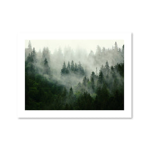 Misty Forest Print Art Clock Canvas